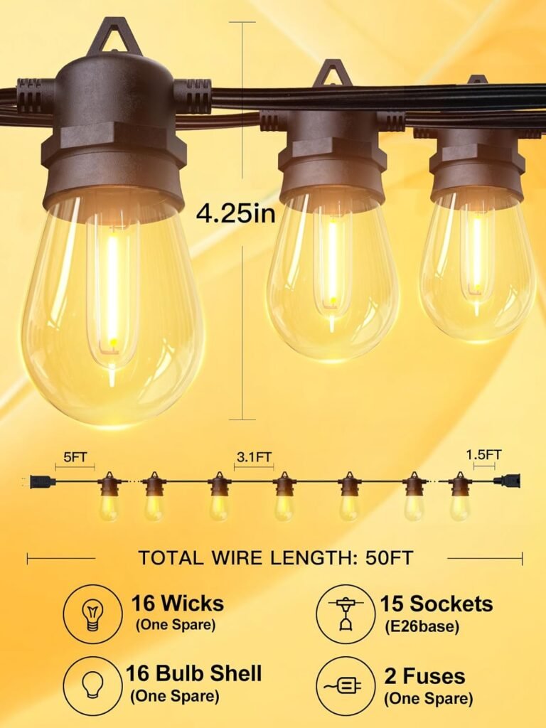 addlon 100FT(2-Pack*50FT) LED Outdoor String Lights with 30 Edison Vintage Shatterproof Bulbs, Commercial Grade Patio Lights, IP65 Waterproof for Balcony, Backyard and Garden, Warm White