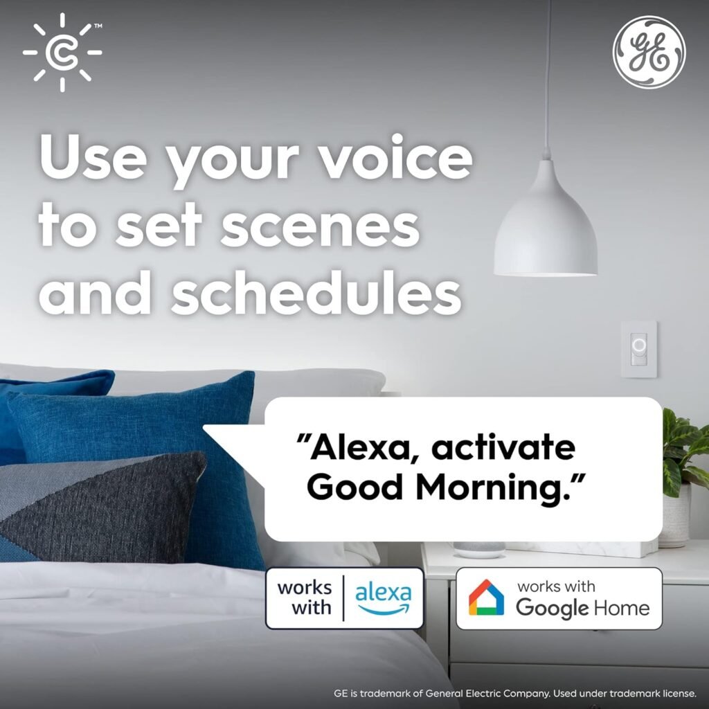 GE CYNC Smart LED Light Bulbs, Tunable White, Bluetooth and Wi-Fi, Works with Alexa and Google, A19 (2 Pack)