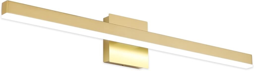 Joossnwell Modern Gold Vanity Light Fixtures 31.5 Inch Long LED Vanity Lighting for Bathroom Lights Over Mirror 20W Cold Light 6000K Wall Sconce