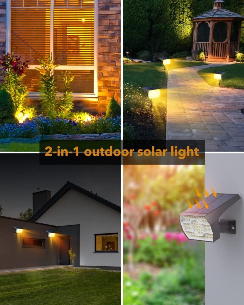 Kaxiida Solar Spot Lights Outdoor Waterproof, 3 Lighting Modes Solar Landscape Lights for Outside, 56LED Solar Powered Lights Dusk to Dawn Pack of 6