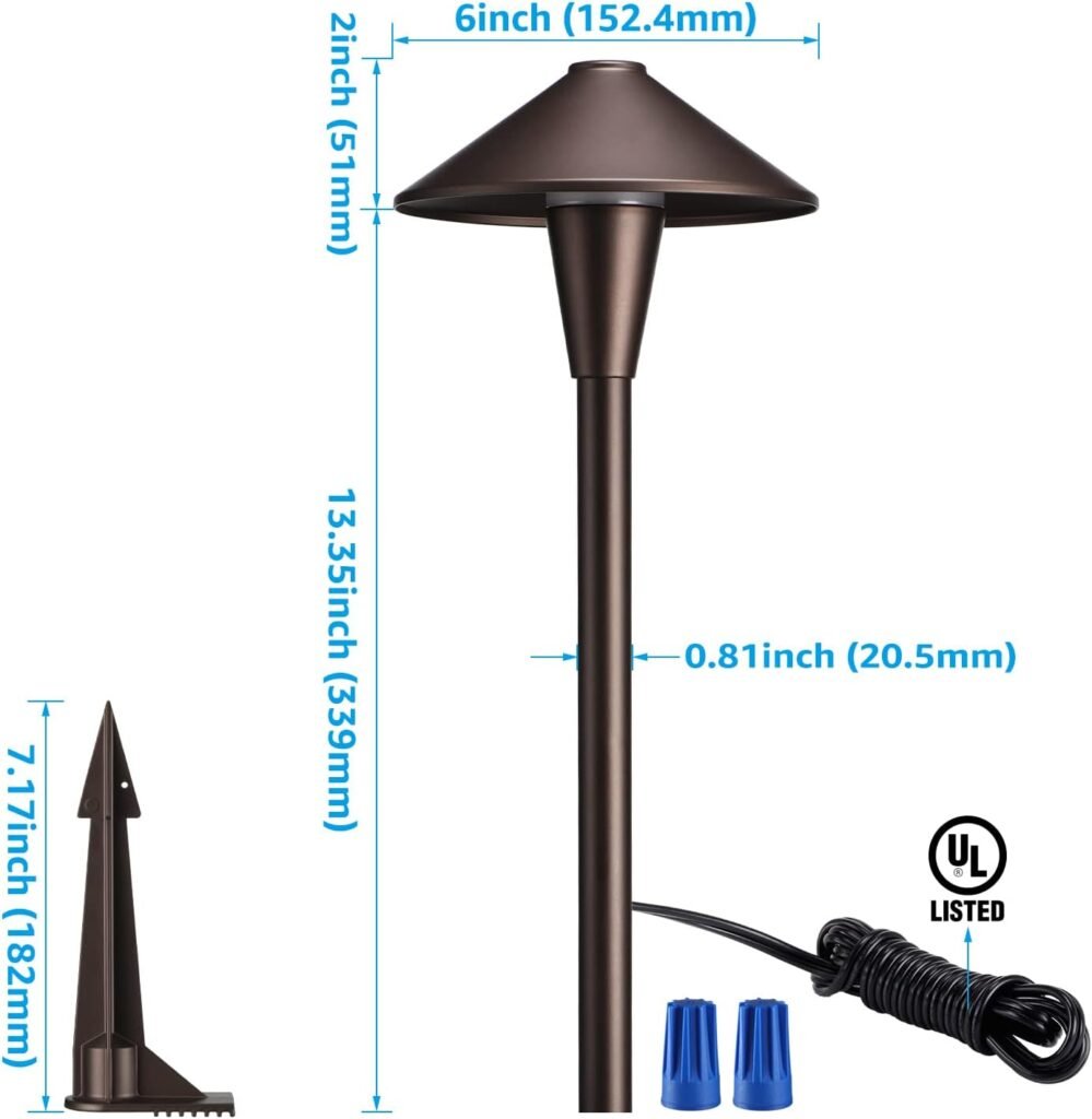 LEONLITE 3CCT Low Voltage Pathway Lights, 3000K/4000K/5000K LED Landscape Path Lights, 3000K/4000K/5000K, Saucer Head, 12-24V AC/DC, IP65 Outdoor Walkway Light, Oil Rubbed Bronze Aluminum, 6 Pack