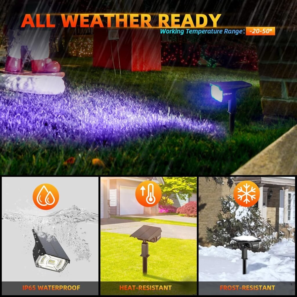 LEREKAM Solar Spotlights Outdoor,40 LEDs Color Changing RGB Landscape Path Lights,USB  Powered Multicoloured Spotlights,14 Colors Auto Cycling for Yard,Garden,2 Pack