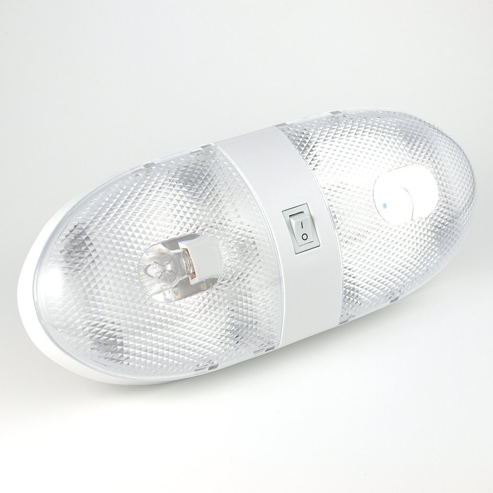 Lumitronics RV Double Ceiling Dome Light - Interior Lighting for Camper Trailer - On/Off Switch - Removable Lenses