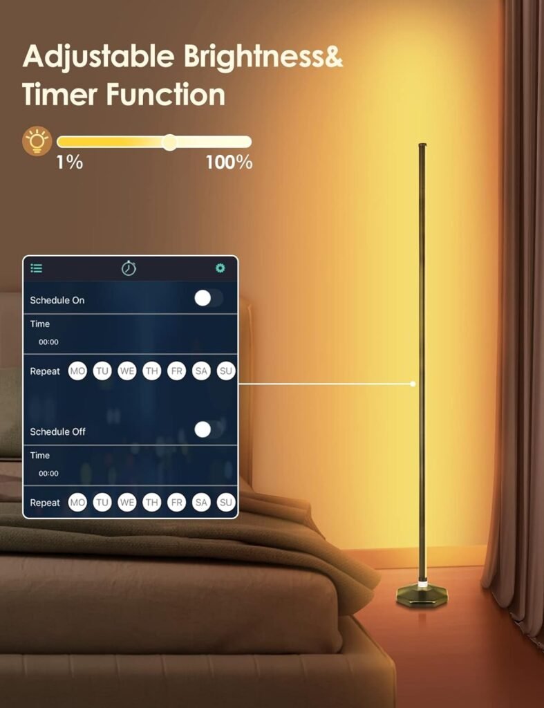 2PCS RGB Floor Lamp, Bluetooth APP and Remote Control 65 Smart Modern Standing Lamp Music Sync 16 Million DIY Colors Changing LED Floor Lamp with Heavy Base for LivingRoom Bedroom GameRoom