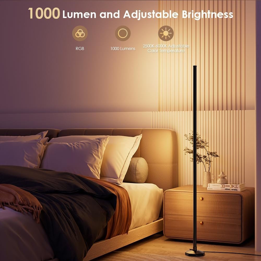 2PCS RGB Floor Lamp, Bluetooth APP and Remote Control 65 Smart Modern Standing Lamp Music Sync 16 Million DIY Colors Changing LED Floor Lamp with Heavy Base for LivingRoom Bedroom GameRoom