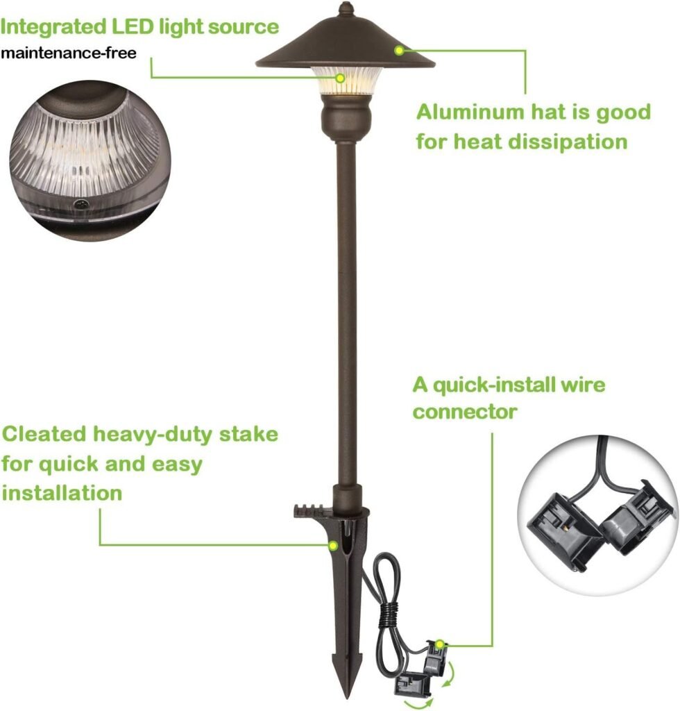 8 Pack Low Voltage LED Landscape Kits, 12V Pathway Flood Light Kits, 10W 390LM and 3W 150LM Wired for Outdoor Yard Lawn, Die-cast Aluminum, 50W and 30W Equivalent 15-Year Lifespan