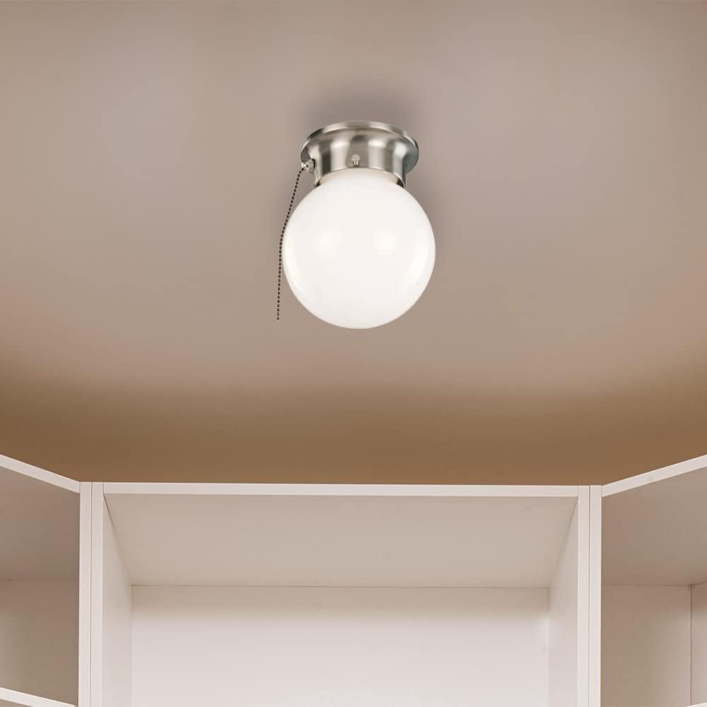 Design House 519264 Traditional 1-Light Indoor Ceiling Flush Mount Dimmable Globe Light Opal Glass for Bedroom Hallway Kitchen Dining Room, Oil Rubbed Bronze