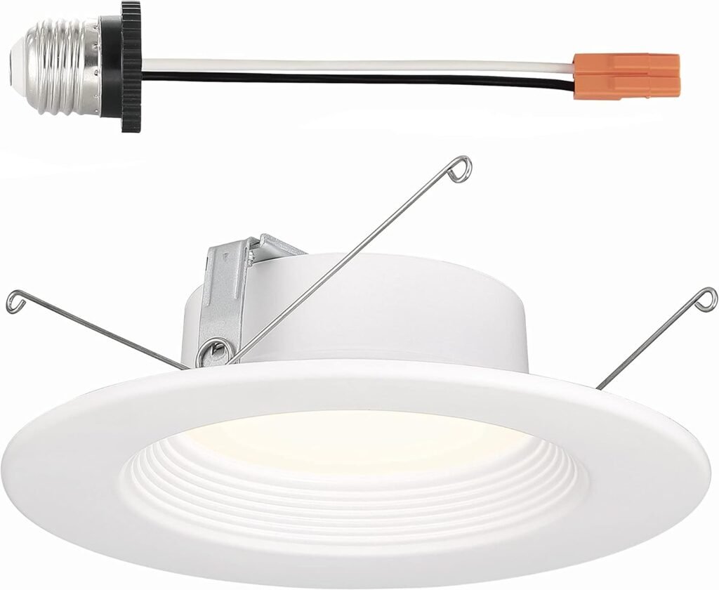 DESIGNERS FOUNTAIN 5/6 inch 12 Watt 5CCT LED Recessed Ceiling Light, 2700K 3000K 3500K 4000K 5000K, 1000 Lumens, Dimmable, Black Baffle Retrofit Trim, EVL61093T50BK