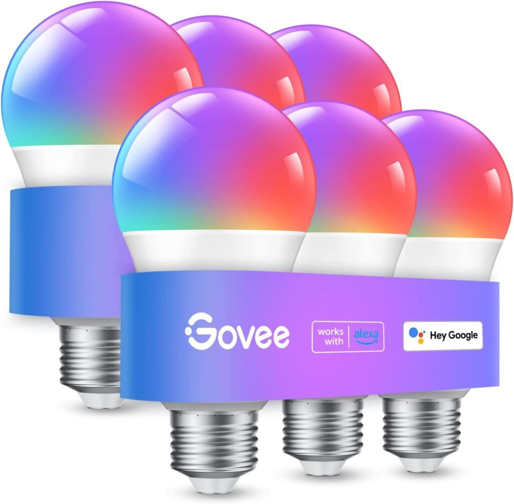 Govee Smart Light Bulbs, WiFi  Bluetooth Color Changing Light Bulbs, Music Sync, 16 Million DIY Colors RGBWW Color Lights Bulb, Work with Alexa, Google Assistant Home App, 800 Lumen, 2 Pack