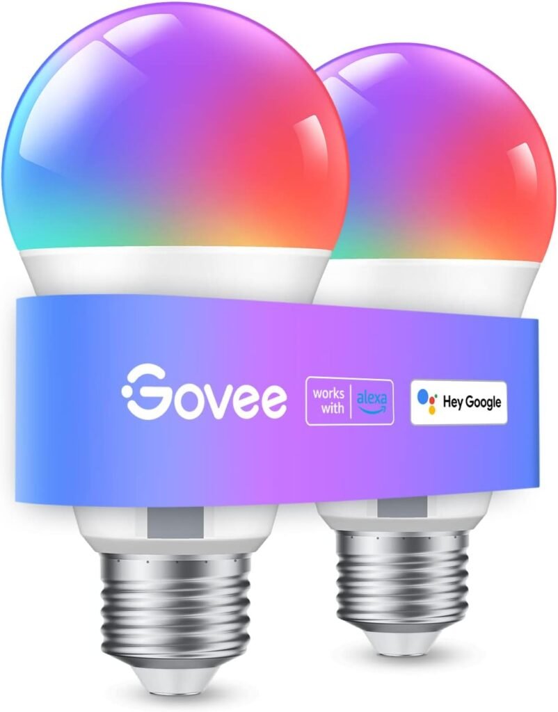 Govee Smart Light Bulbs, WiFi  Bluetooth Color Changing Light Bulbs, Music Sync, 16 Million DIY Colors RGBWW Color Lights Bulb, Work with Alexa, Google Assistant Home App, 800 Lumen, 2 Pack