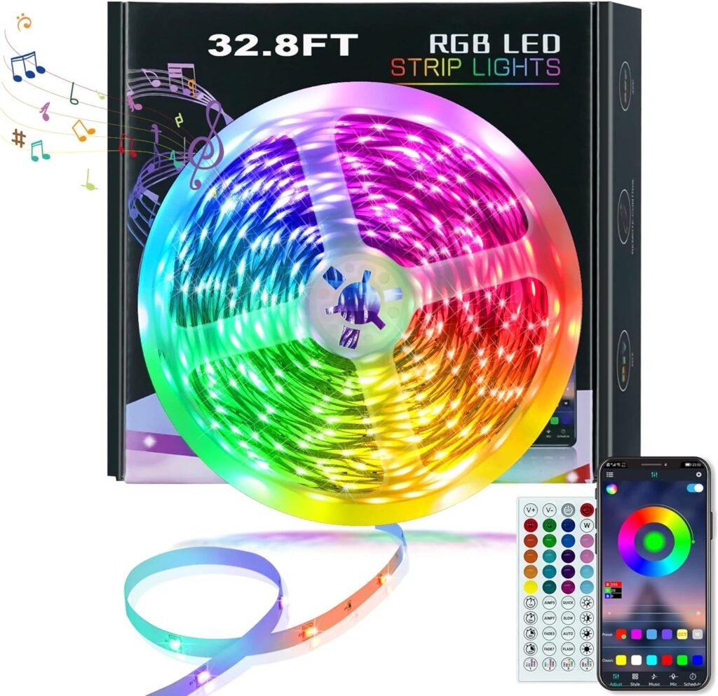 LED Lights 50ft,RGB LED Strip Lights,LED String Lights,Bluetooth LED Lights,LED Rope Lights for Bedroom,String Lights Bedroom,Tape Lights,Room Lighting with Smart APP  Remote Control,2Rolls of 7.5m