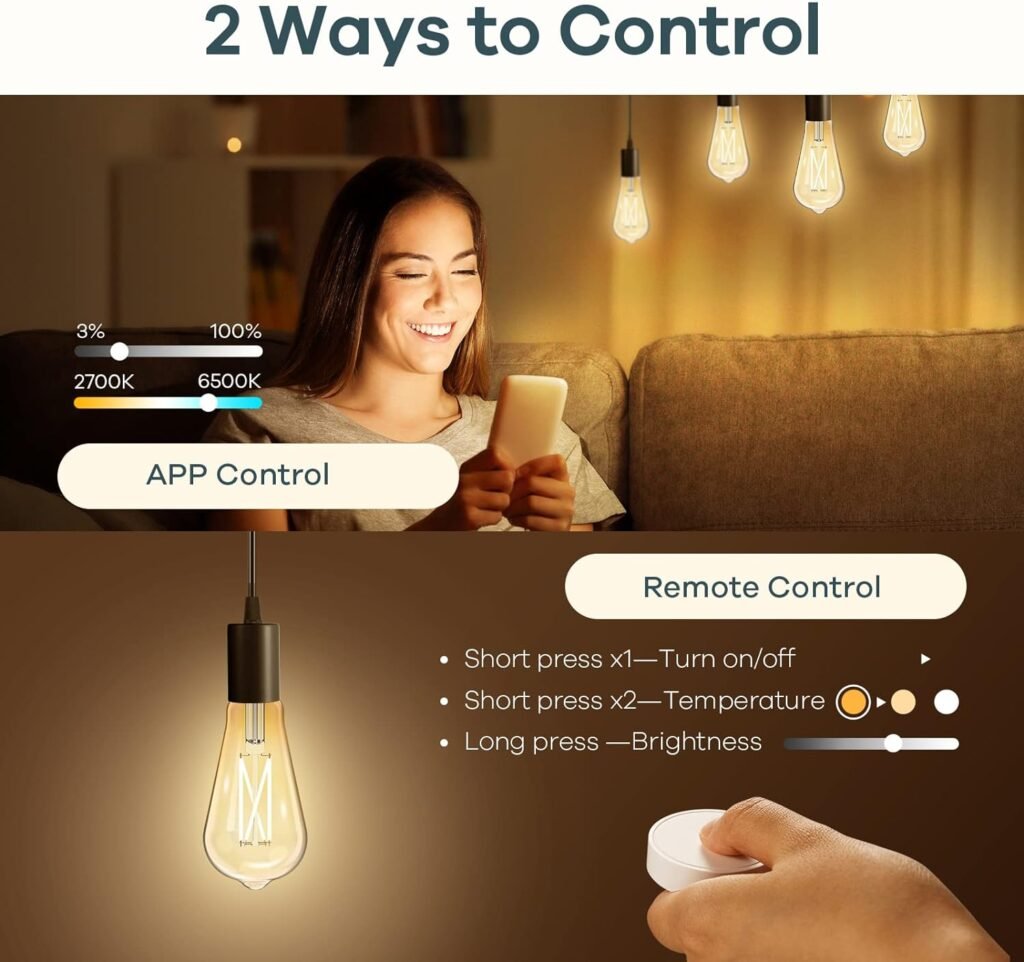 Linkind Smart Light Bulbs with Remote Control, Smart Bulb That Work with Alexa  Google Home, 16 Million Color Changing Light Bulbs 60W, A19 E26 2.4Ghz WiFi Light Dimmable,1800K-6500K,800lm 4 Pack