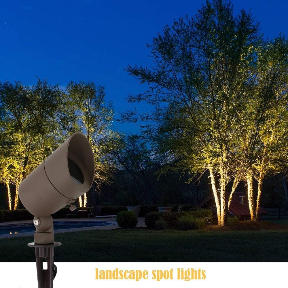 Lumina Lighting® 4W Landscape Lighting 12V Landscape Lights Low Voltage Landscape Spotlights Warm White Waterproof Outdoor Replaceable LED Bulb for Garden, Lawn, Porch, Patio and Yard(Bronze, 2-Pack)