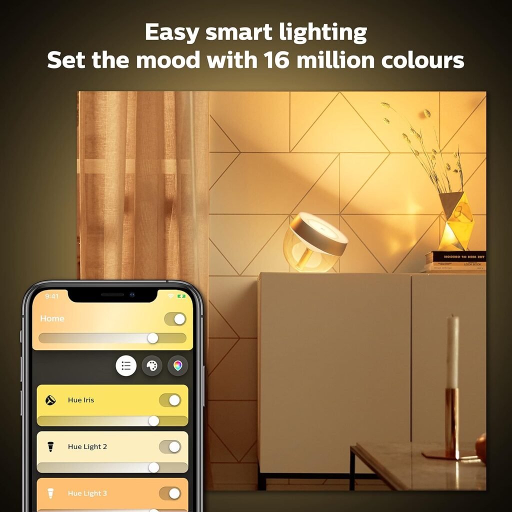 Philips Hue Iris Smart Table Lamp, White - White and Color Ambiance LED Color-Changing Light - 1 Pack - Control with Hue App - Works with Alexa, Google Assistant, and Apple Homekit