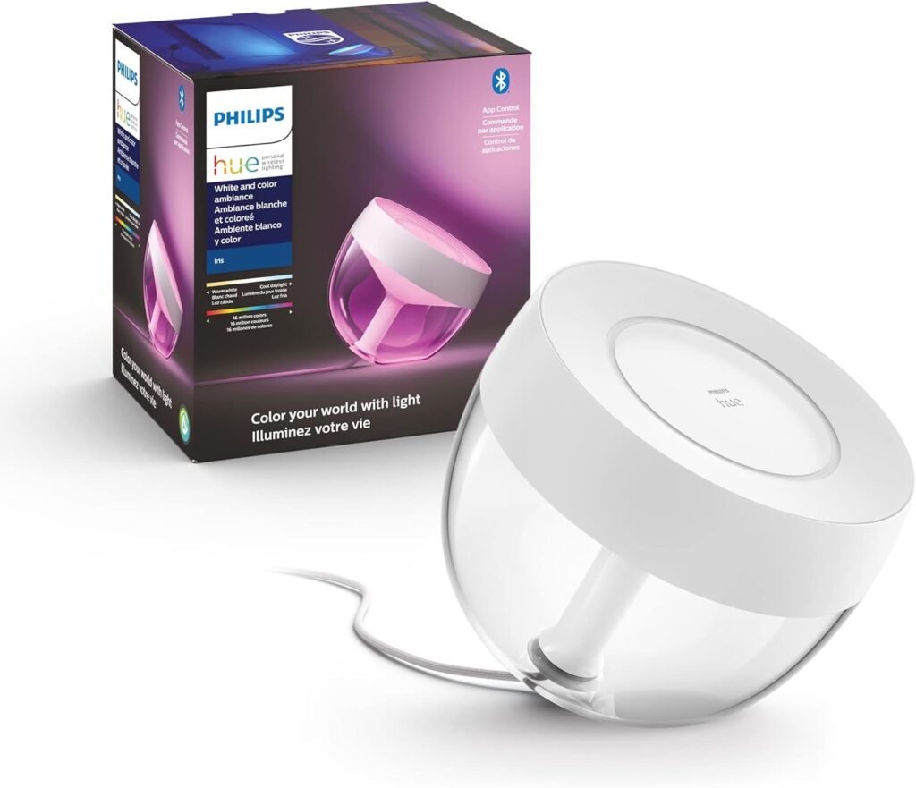 Philips Hue Iris Smart Table Lamp, White - White and Color Ambiance LED Color-Changing Light - 1 Pack - Control with Hue App - Works with Alexa, Google Assistant, and Apple Homekit