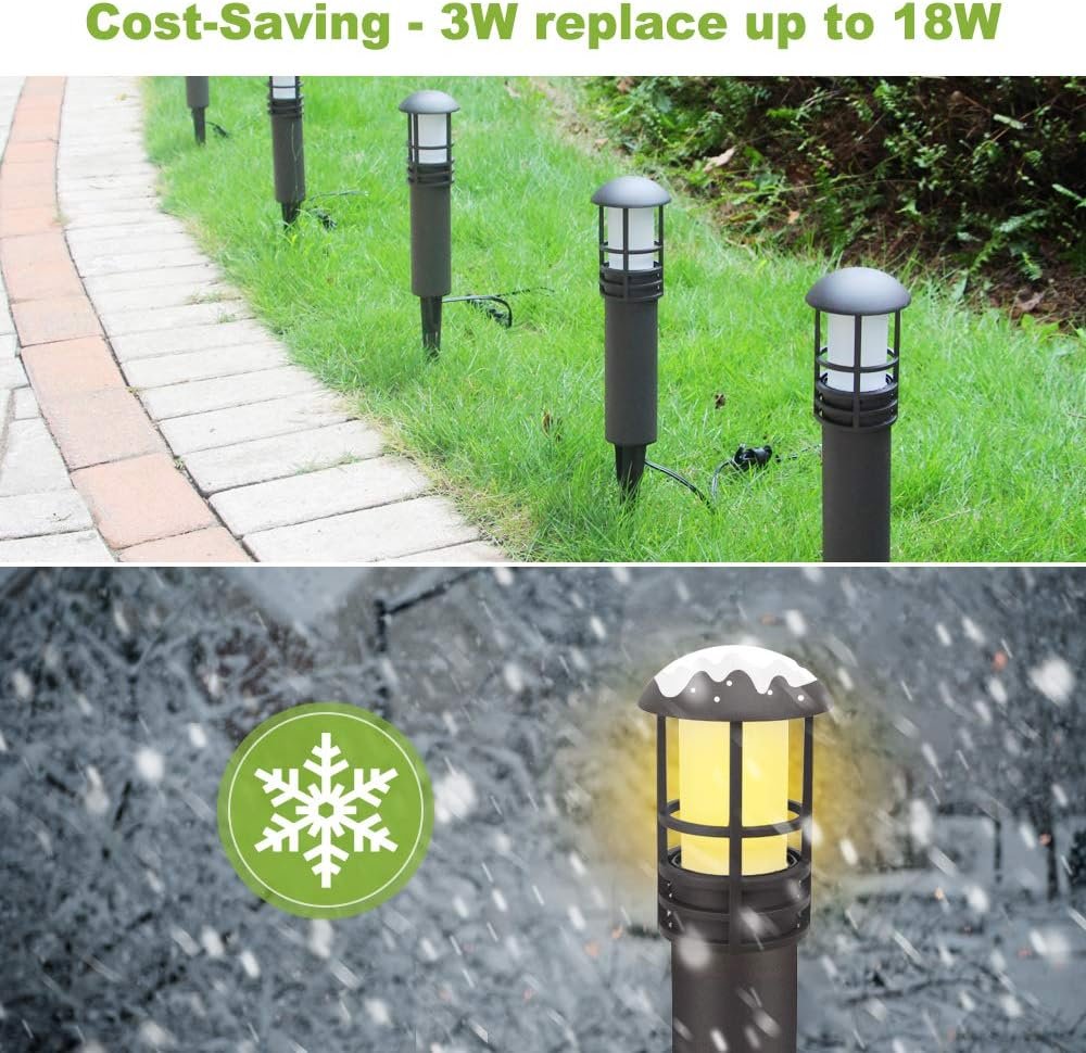 VOLISUN 12-Pack Outdoor LED Landscape Lighting,3W 12V Low Voltage Pathway Lights,Outdoor Waterproof Garden Lights, Aluminum Housing ETL Listed,CRI 90+,5000K Cool White for Driveway Sidewalk