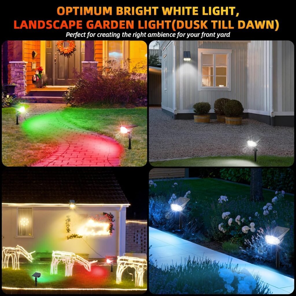 40 LEDs Spotlights,IP65 Waterproof Solar Powered Landscape Spotlights 2-in-1 Wall Light, Outdoor Landscaping Lights Auto On/Off for Yard Garden 2Pack Warm-White