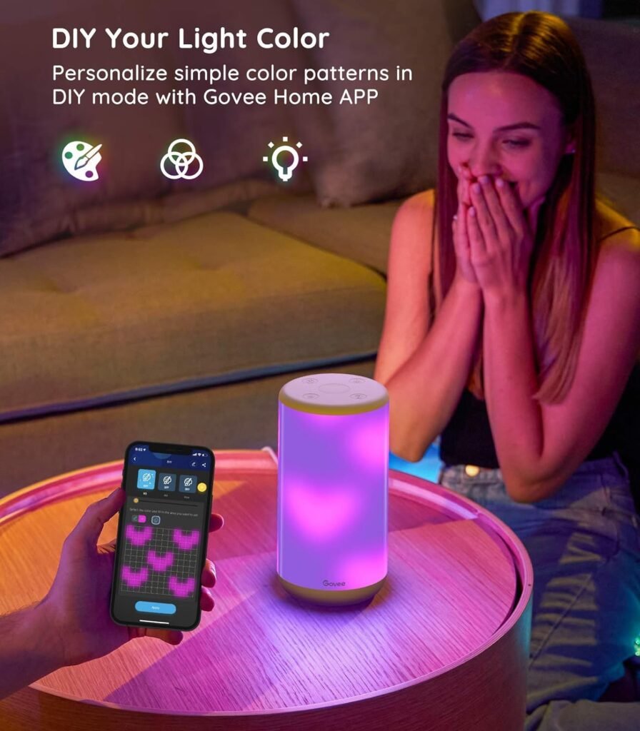 Govee RGBIC Table Lamp, Smart Lamp Work with Alexa, LED Lamp with Music Sync and 43 Scene Modes, Color Changing Lamp for Bedroom Decor, Dimmable Night Light (Corded Electric)