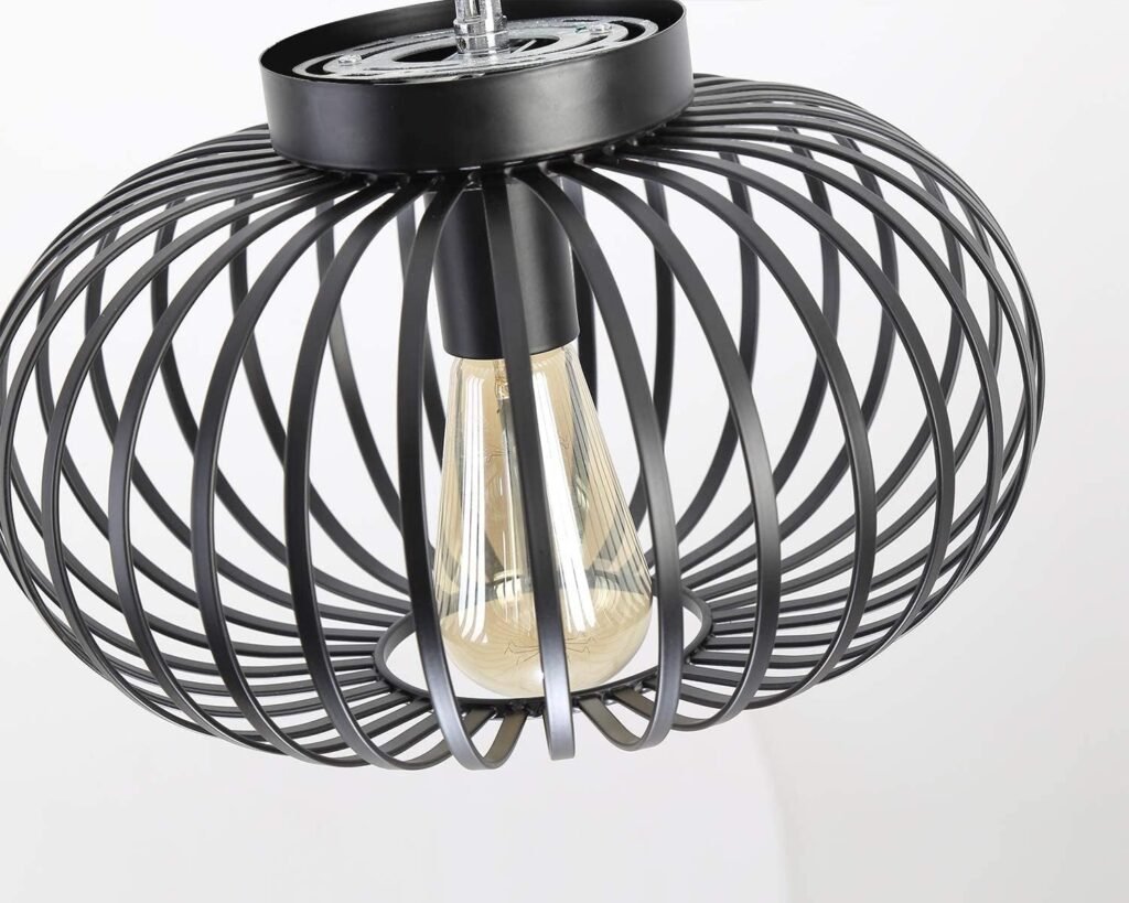 Modern Gold Flush Mount Light Fixture Metal Cage Single Semi Flush Mount Ceiling Light for Hallway Bedroom Kitchen Entryway Farmhouse