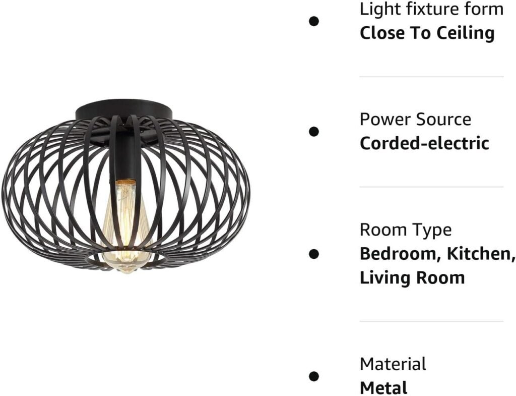 Modern Gold Flush Mount Light Fixture Metal Cage Single Semi Flush Mount Ceiling Light for Hallway Bedroom Kitchen Entryway Farmhouse