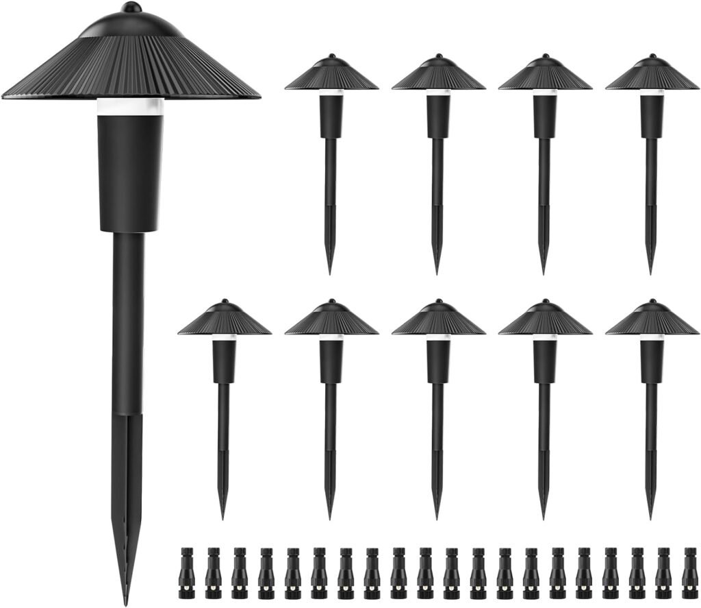 ZUCKEO LED Low Voltage Landscape Lights 5W Pathway Lights Low Voltage, 12-24V Waterproof Landscape Path Lights Walkway Light, 3000K Landscape Lighting for Yard Garden Patio, 10 Pack