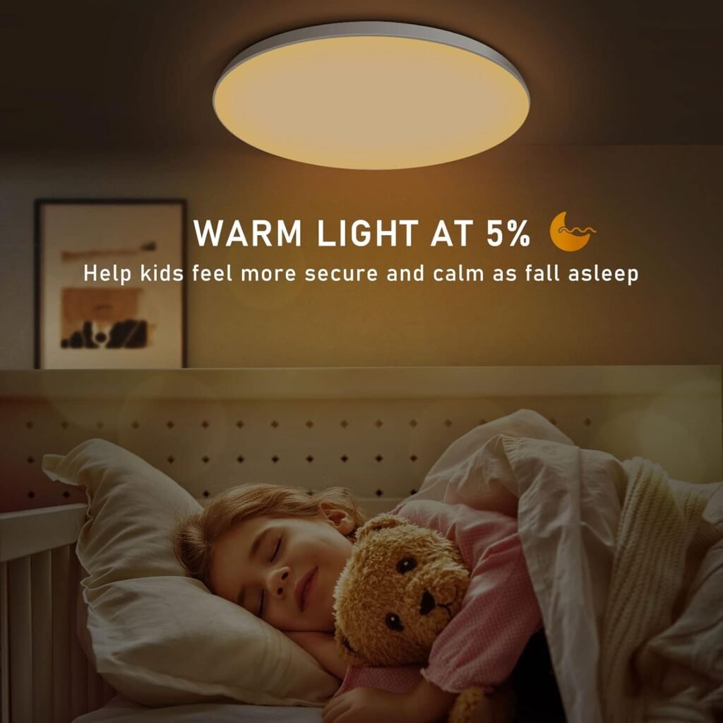 24W Smart LED Ceiling Light RGB - [BrighterEfficent]V731 2400LM Dimmable and Color Changing Flush Mount Lights Fixture ,Compatible with Tuya App/Alexa/Google Home,for Bedroom/Living/Kids Room (12”)