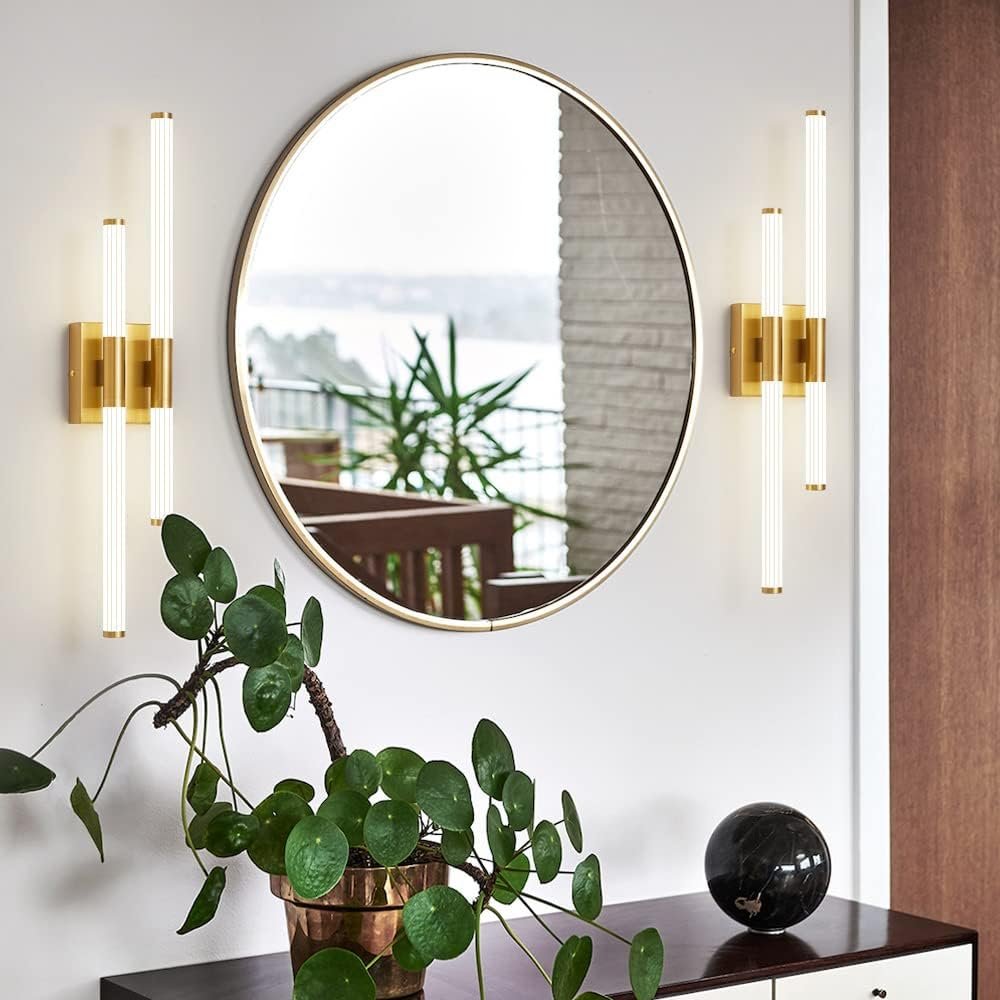 Bathroom Light Fixture Over Mirror 32 Inch, LED Dimmable Vanity Light 4000K Warm Light Modern Wall Sconce Led Vanity Lighting for Bathroom, Restroom (Gold)