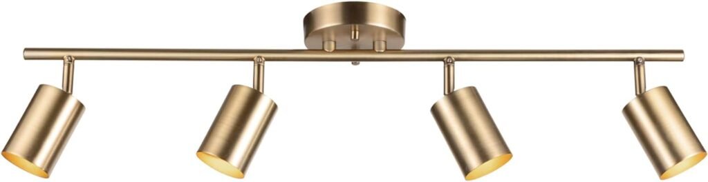 Globe Electric Pratt 4-Light Track Lighting, Matte Brass, Gold