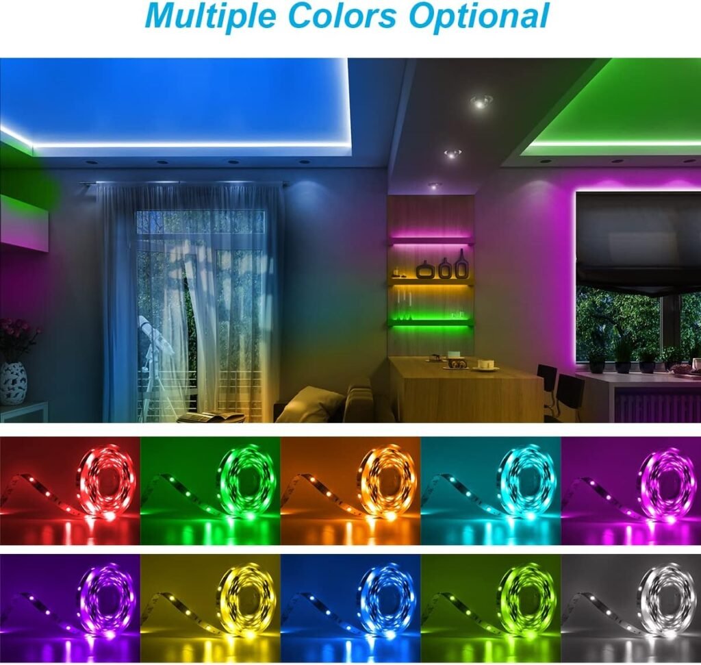 Led Strip Lights 50 ft Smart Light Strips with App Control Remote, 5050 RGB Led Lights for Bedroom, Music Sync Color Changing Lights for Room Party