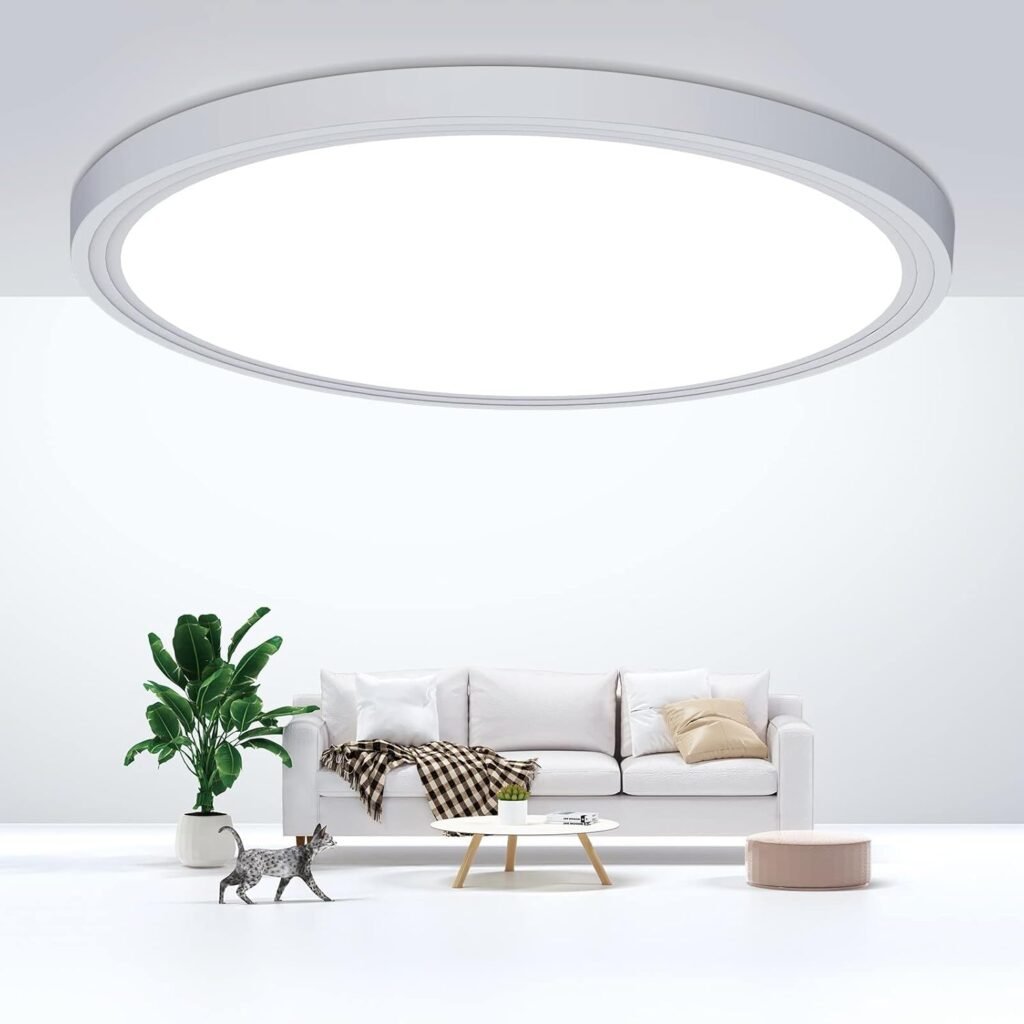 Flush Mount Ceiling Light Fixtures,24W Flat led Light for Ceiling,6000K 2200LM Ultra Thin Round White Lamp for Bedroom Kitchen,Bathroom,Garage,Living Room, Dining Room