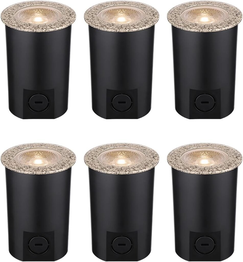 LEONLITE 7W Well Lights Landscape LED In Ground, 720LM 12-24V AC/DC Low Voltage, CRI90 IP67 ETL Listed Inground Well Lights Outdoor, Black Aluminum Housing, Embedded Parts Included, 3000K, Pack of 6